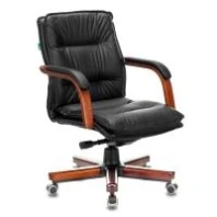 Кресло Бюрократ T-9927WALNUT-LOW (кожа черная)